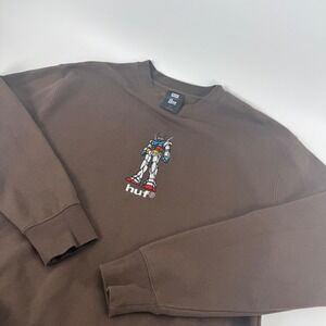 HUF x Mobile Suit Gundam Embroidered Crewneck Sweatshirt Brown Mens Large L